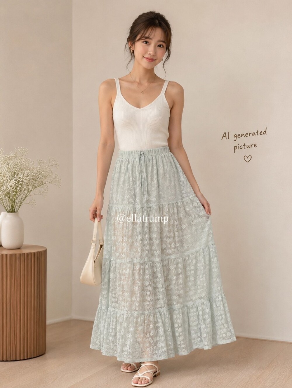 Arizona Jean Co Maxi Long Mint Green Sheer Lace Skirt size XS
